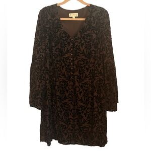 Nanette Lepore Black Velvet Burnout Long Sleeve Dress size 14